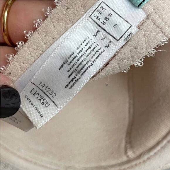 Maison Lejaby Lace Underwired‎ Lightly Padded Balconette Bra Cream Size US 30E - Picture 16 of 16